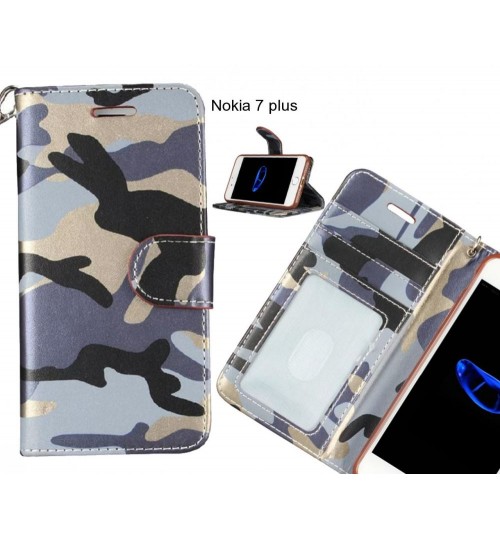 Nokia 7 plus case camouflage leather wallet case cover