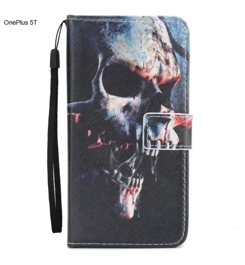 OnePlus 5T case 3 card leather wallet case printed ID