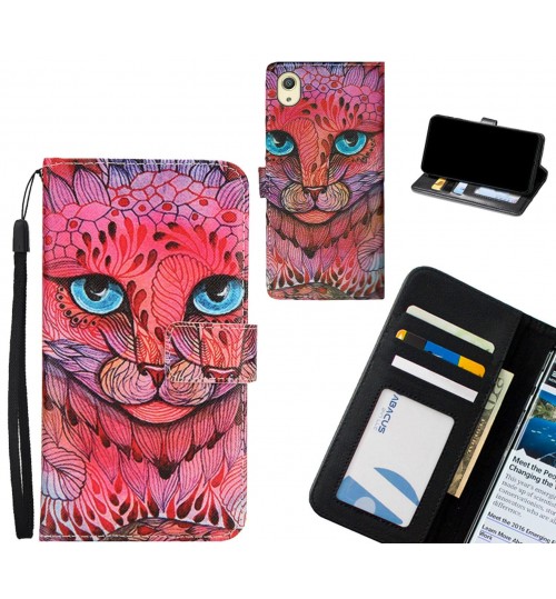 Sony Xperia X case 3 card leather wallet case printed ID