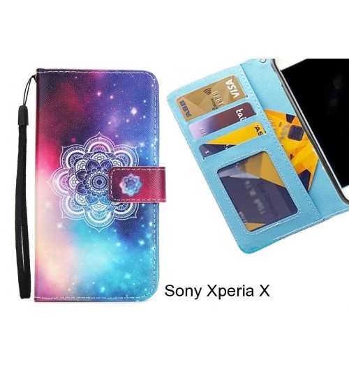 Sony Xperia X case 3 card leather wallet case printed ID