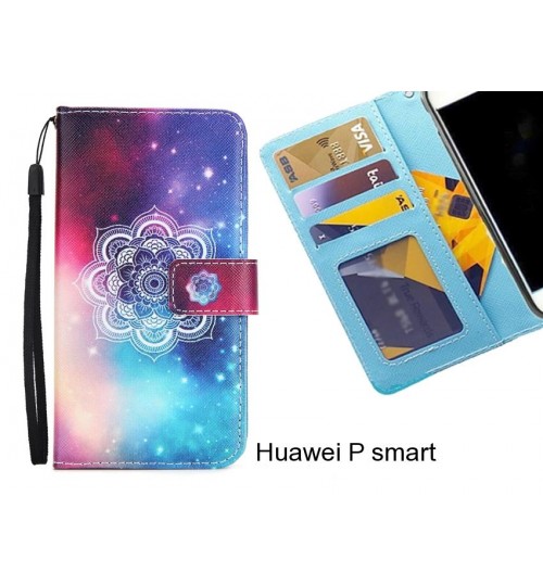 Huawei P smart case 3 card leather wallet case printed ID