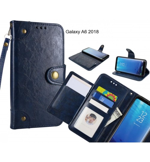 Galaxy A6 2018  Case Executive Multi Card Wallet Leather Case - Blue