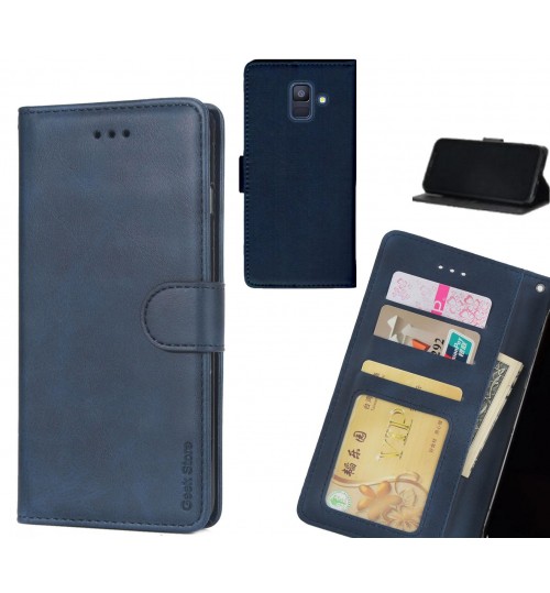 Galaxy A6 2018 Case Executive Leather Wallet Case - Blue