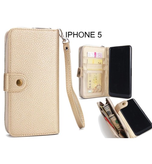 Iphone 5 Coin Wallet Case Full Wallet Leather Case - Gold