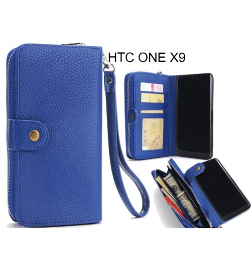 Htc One X9 Coin Wallet Case Full Wallet Leather Case - Dark Blue