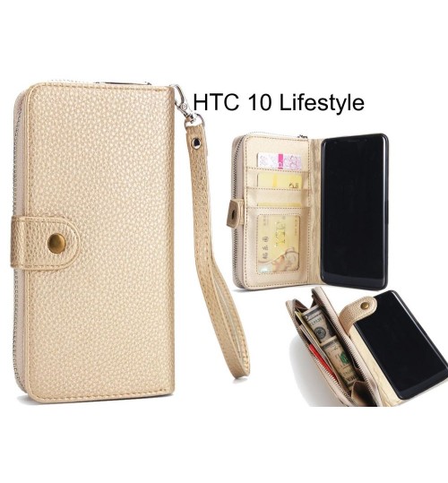 Htc 10 Lifestyle Coin Wallet Case Full Wallet Leather Case - Gold