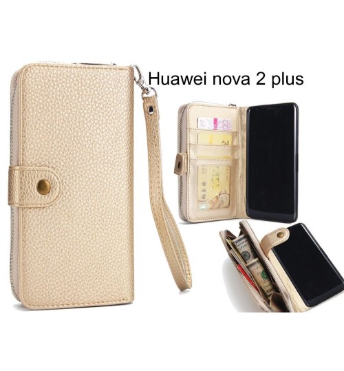 Huawei Nova 2 Plus Coin Wallet Case Full Wallet Leather Case - Gold