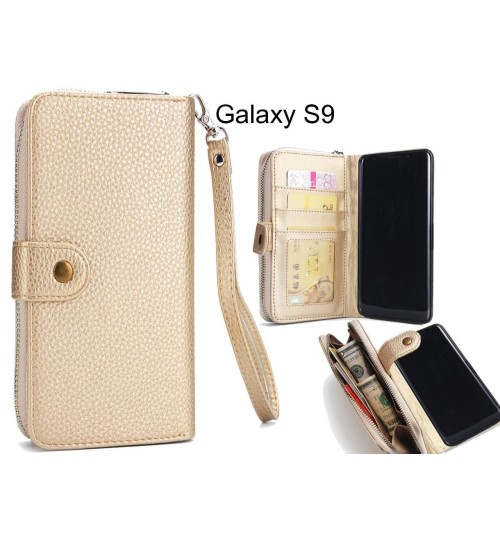 Galaxy S9 Coin Wallet Case Full Wallet Leather Case - Gold