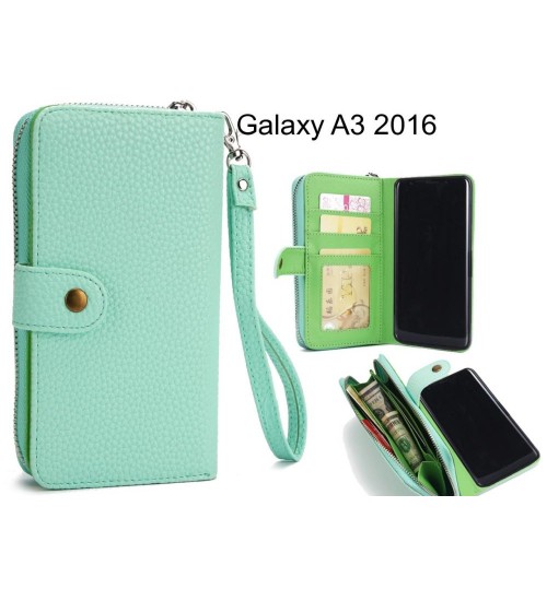 Galaxy A3 2016 Coin Wallet Case Full Wallet Leather Case - Green