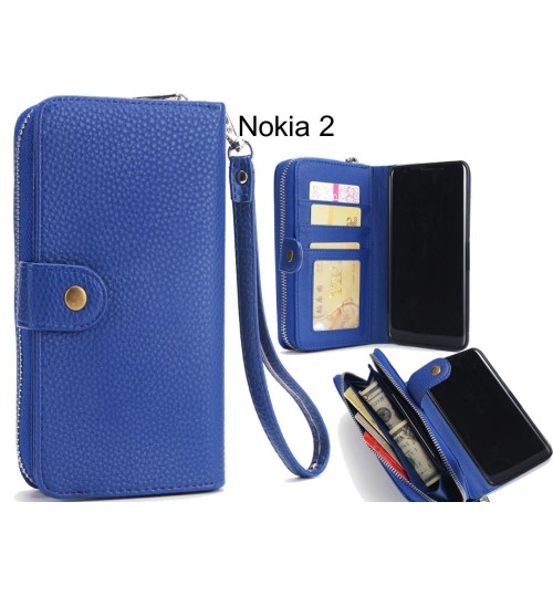 Nokia 2 Coin Wallet Case Full Wallet Leather Case - Dark Blue