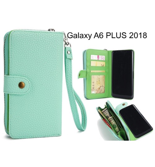 Galaxy A6 Plus 2018 Coin Wallet Case Full Wallet Leather Case - Green