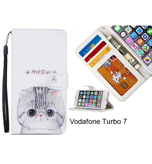 Vodafone Turbo 7  case 3 card leather wallet case printed ID