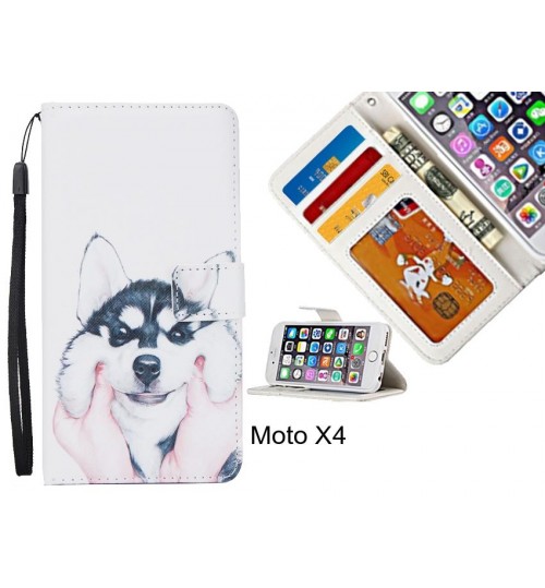 Moto X4  case 3 card leather wallet case printed ID