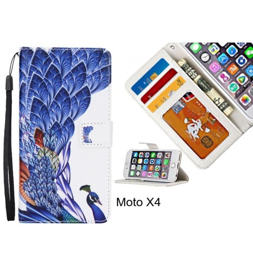 Moto X4  case 3 card leather wallet case printed ID