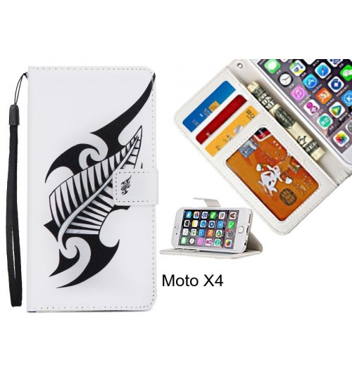 Moto X4  case 3 card leather wallet case printed ID