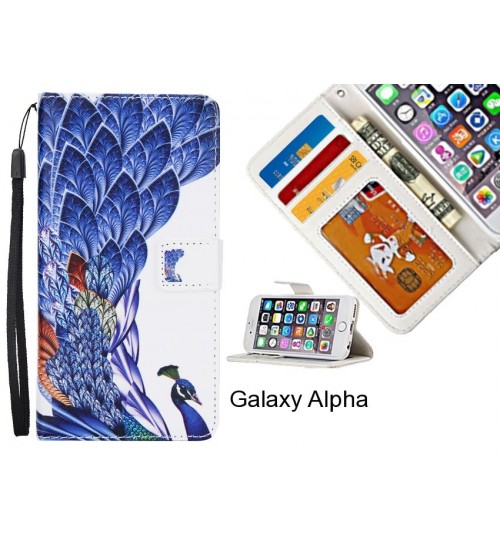 Galaxy Alpha  case 3 card leather wallet case printed ID