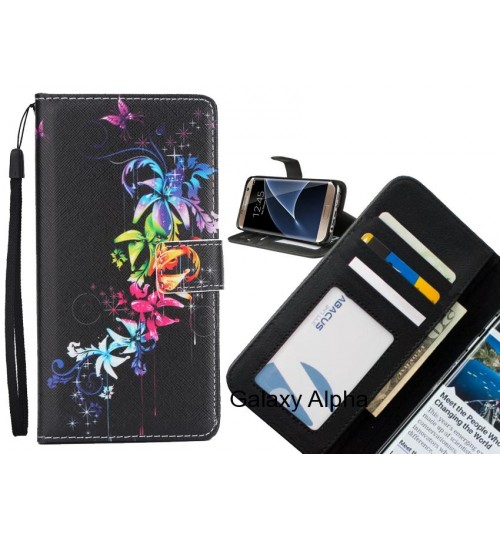 Galaxy Alpha  case 3 card leather wallet case printed ID