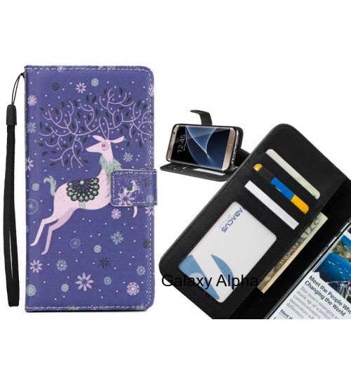 Galaxy Alpha  case 3 card leather wallet case printed ID