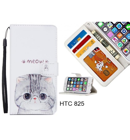 HTC 825  case 3 card leather wallet case printed ID