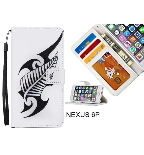 NEXUS 6P  case 3 card leather wallet case printed ID