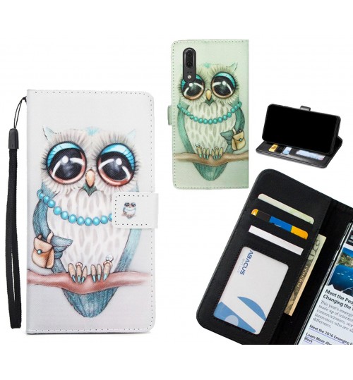 Huawei P20  case 3 card leather wallet case printed ID