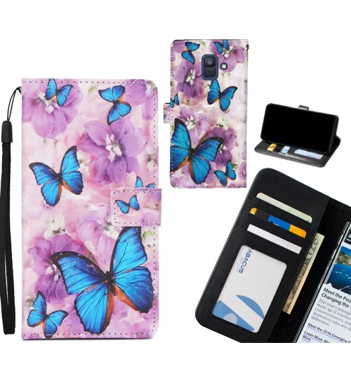 Galaxy A6 2018  case 3 card leather wallet case printed ID