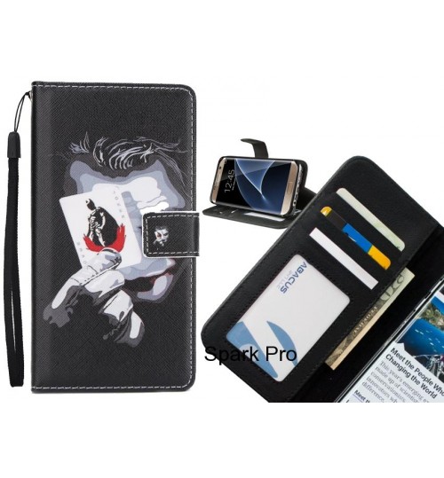 Spark Pro  case 3 card leather wallet case printed ID