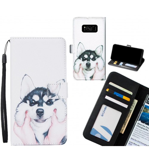 Galaxy S8 plus  case 3 card leather wallet case printed ID