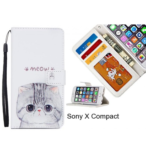 Sony X Compact  case 3 card leather wallet case printed ID