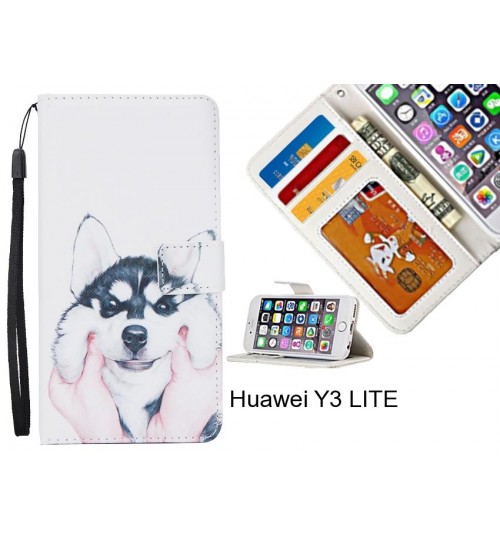 Huawei Y3 LITE  case 3 card leather wallet case printed ID