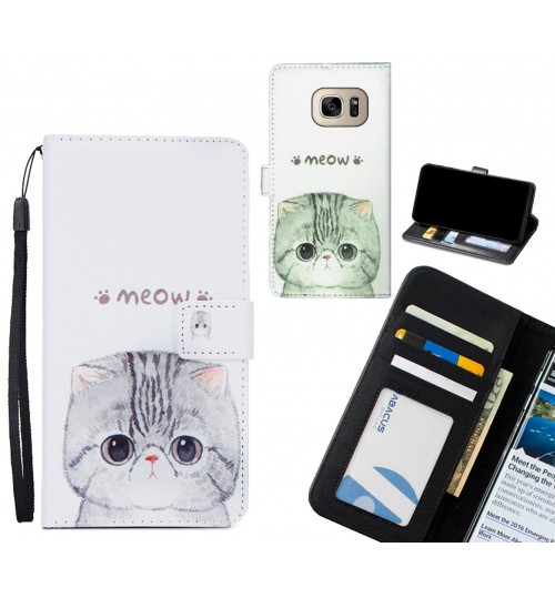 Galaxy S7  case 3 card leather wallet case printed ID