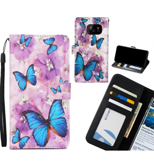 Galaxy S7 edge  case 3 card leather wallet case printed ID