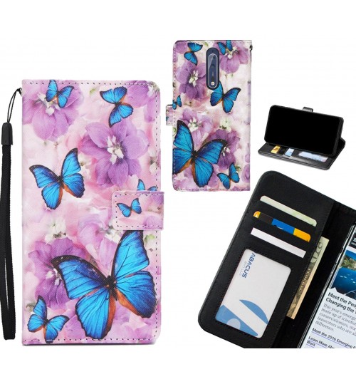 NOKIA 8  case 3 card leather wallet case printed ID