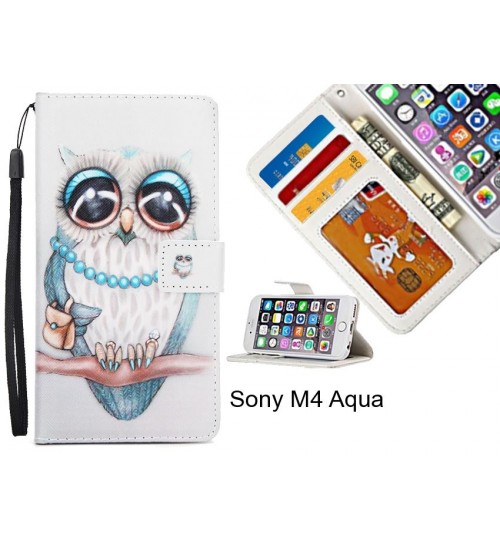 Sony M4 Aqua  case 3 card leather wallet case printed ID