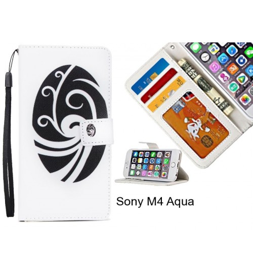 Sony M4 Aqua  case 3 card leather wallet case printed ID