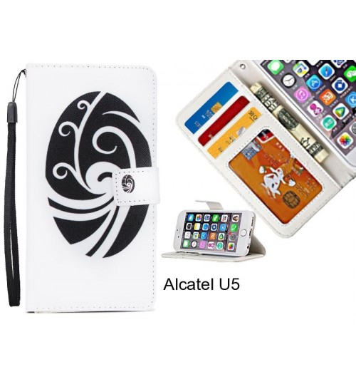 Alcatel U5  case 3 card leather wallet case printed ID