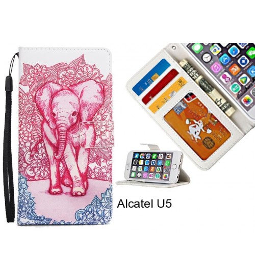 Alcatel U5  case 3 card leather wallet case printed ID