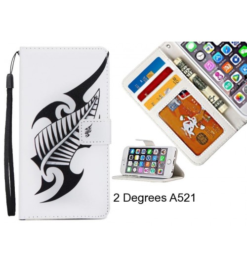 2 Degrees A521  case 3 card leather wallet case printed ID