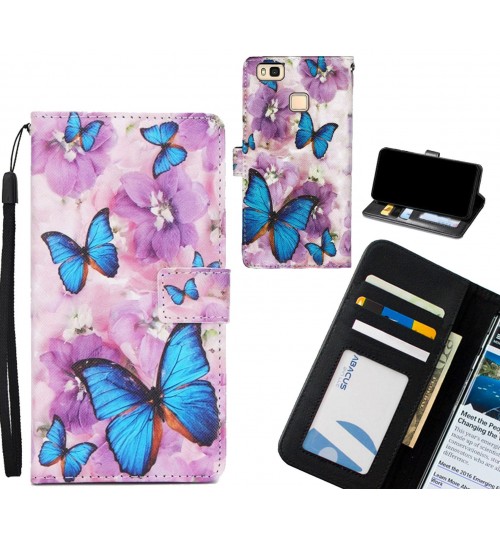 Huawei P9 lite  case 3 card leather wallet case printed ID