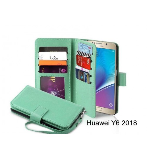 Huawei Y6 2018 case Double Wallet leather case 9 Card Slots