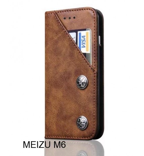MEIZU M6 Case ultra slim retro leather wallet case 2 cards magnet