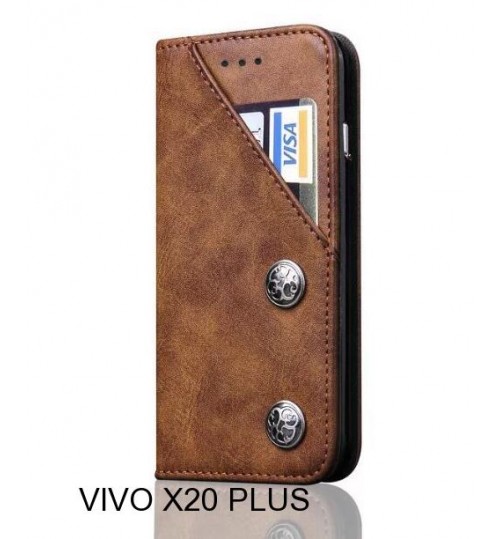 VIVO X20 PLUS Case ultra slim retro leather wallet case 2 cards magnet