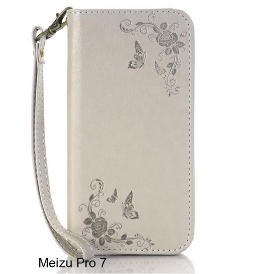 Meizu Pro 7 CASE Premium Leather Embossing wallet Folio case