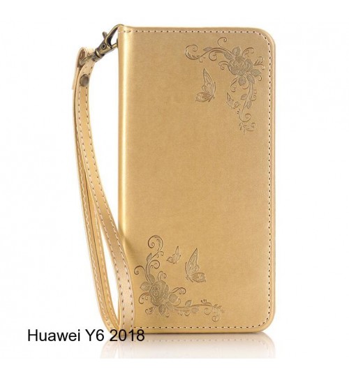 Huawei Y6 2018 CASE Premium Leather Embossing wallet Folio case