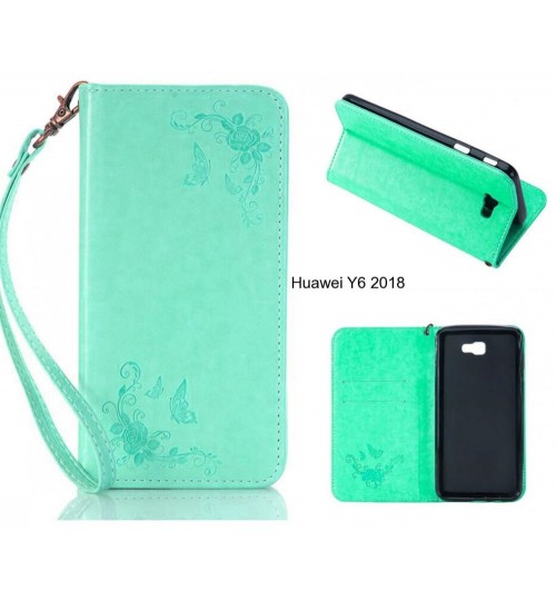 Huawei Y6 2018 CASE Premium Leather Embossing wallet Folio case
