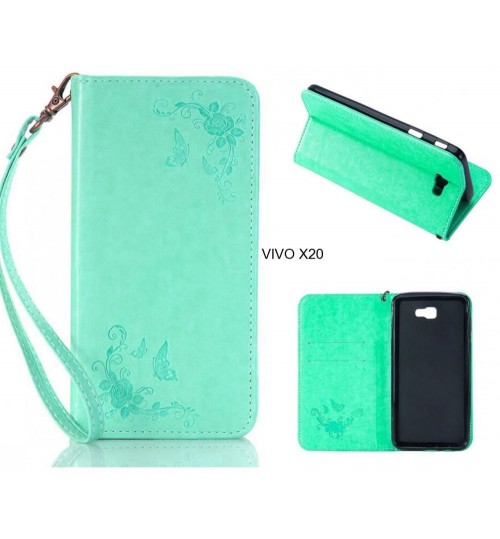 VIVO X20 CASE Premium Leather Embossing wallet Folio case