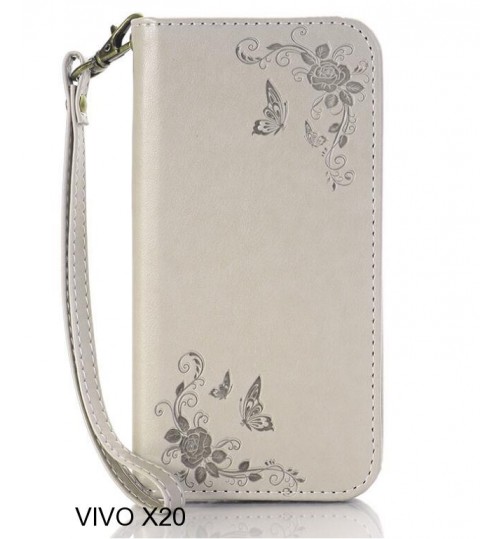 VIVO X20 CASE Premium Leather Embossing wallet Folio case