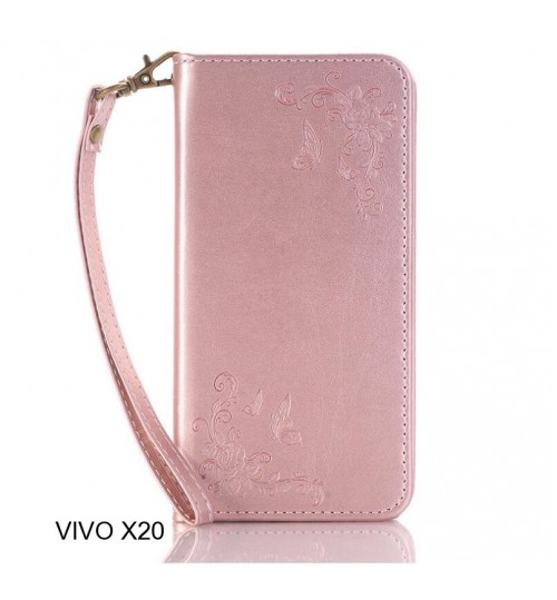 VIVO X20 CASE Premium Leather Embossing wallet Folio case