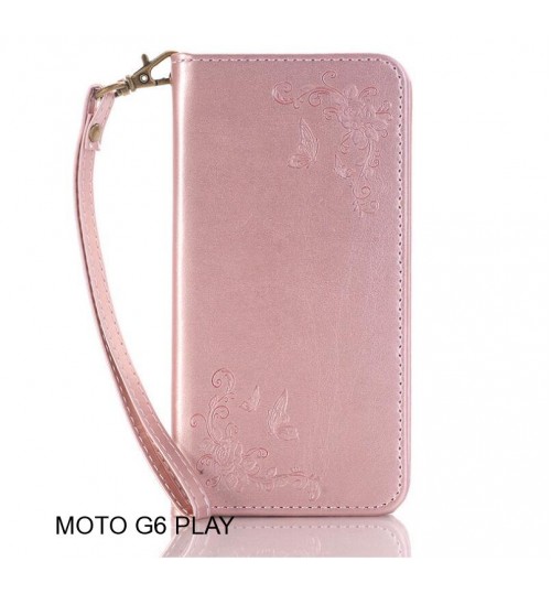 MOTO G6 PLAY CASE Premium Leather Embossing wallet Folio case