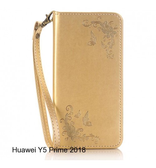 Huawei Y5 Prime 2018 CASE Premium Leather Embossing wallet Folio case